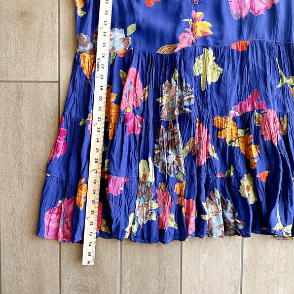 VTG GeeGee Babydoll Mini Dress Free Size Floral Chiffon 90 Y2K Oversized Boho - Picture 8 of 8